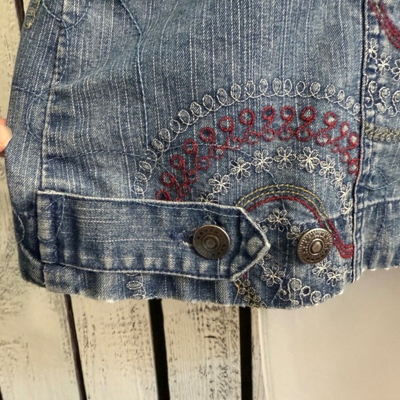 VTG Hearts of Palm Embroidered Denim Jacket Blue Paisley Size 14 L/XL Boho Artsy - Picture 10 of 11